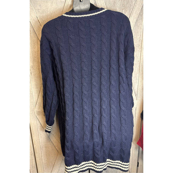 Women's ELOQUII Navy & White Cable Knit Cardigan Plus Size 26/28 - Picture 7 of 9